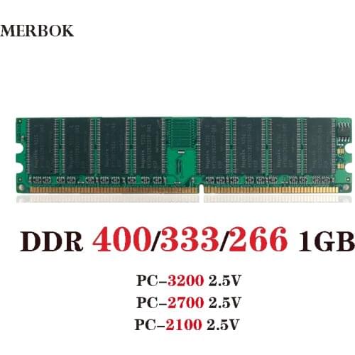 Desktop Memory RAM PC-3200 DDR 400MHz /DDR1 333/266 1GB 184PIN 2.6V LC3 PC 2700/2100 Non-ECC PC DIMM Computer Memoria Stick