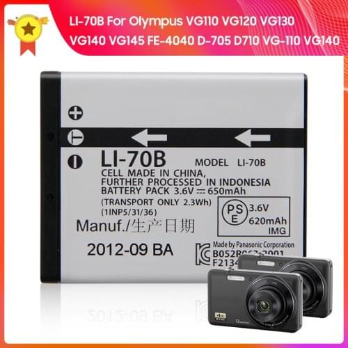 Original Camera Battery LI-70B for Olympus VG110 VG120 VG130 VG140 VG145 FE-4040 D-705 D710 VG-110 VG140 Genuine Battery 650mAh