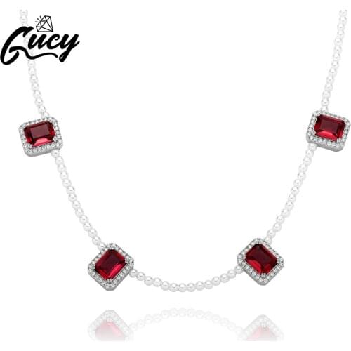 GUCY Iced Out Squart Necklace Hip Hop Cubic Zirconal Necklace Fashion Men Women Jewelry Gift