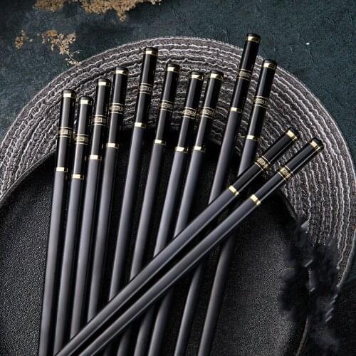 10 Pairs Japan South Korea anti-skid gold silver Great Wall alloy chopsticks Exquisite gift box chopsticks Eco-Friendly