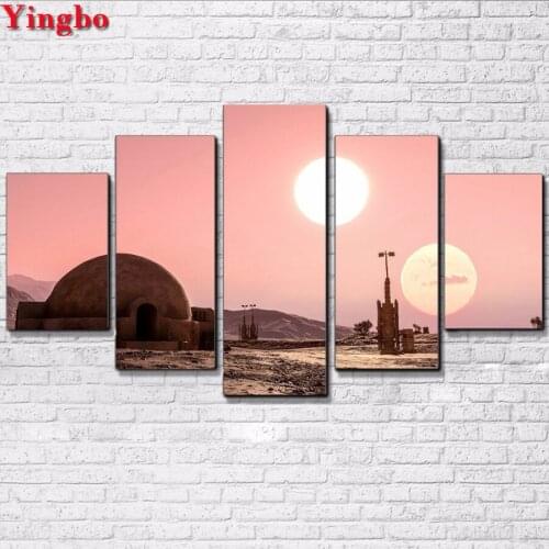 Full square Round Diamond Painting 5pcs set Moon landscape 5D DIY Diamond Embroidery Full Rhinestone Mosaic Home Decoration Gift