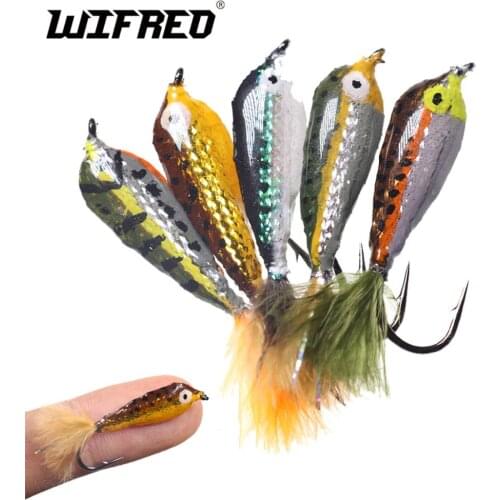 Wifreo 4-6pcs #4 Fly Fishing Spoon Bait Lure Epoxy Minnow Streamer Fly For Trout Bass Fishing