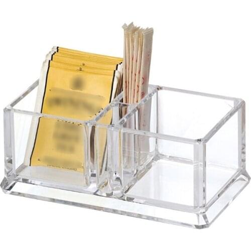 2 Lattices Clear Acrylic Tea Bags Holder Coffee Sugar Bag Boxes Acrylic Storage Organizer Case 15X8X6cm