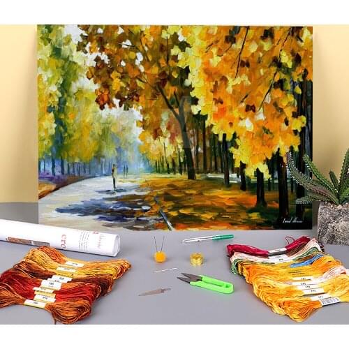 Morning Mood Printed Water-Soluble Canvas 11CT Cross-Stitch Kit DIY Embroidery DMC Threads Craft Sewing Needlework Gift