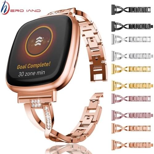 Strap For Fitbit Versa 3/ Sense smartwatch with Diamond Classic Mens Watch Womens Bracelet Replacement Wrist band Accessories