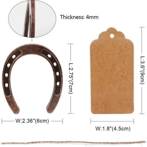 Good Luck Horseshoes with Kraft Rustic Tags, Wedding Favors and Wedding Prop Gifts, Wedding Decoration, 10pcs