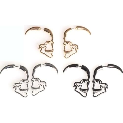 Skull Stud Earrings Vintage Retro Hollow Skeleton Piercing Ear Gothic Jewelry