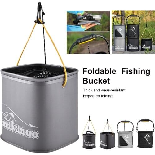 Fishing Bucket Collapsible EVA Thick Live Fish Bucket Foldable Fishing Bait Bucket with Rope/Handle Fishing Accessories Outdoor