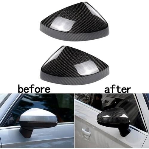 For Audi A3 S3 8V RS3 2013-2019 One Pair Car Mirror Cover Black Real Carbon Fiber Rearview Caps Replacement Accessories