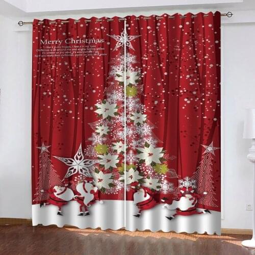 Bedroom living room windproof thickening blackout fabric red christmas curtains Thick shading soundproof windproof curtain