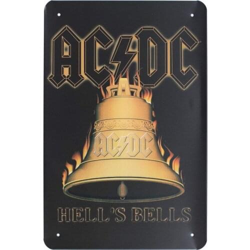 Ucland Ac-dc Hells Bells Metal Tin Sign Wall Decor 20x30cm Tin Signs Vintage Funny Home Decor Art