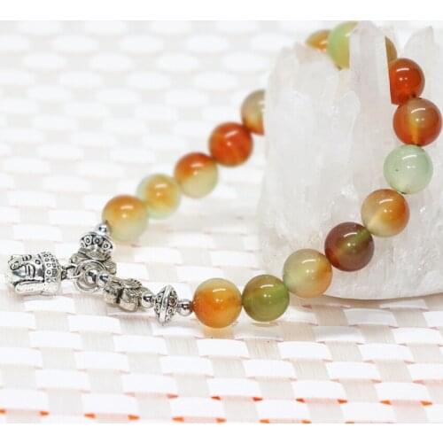 Unique high quality 8mm round beads natural stone multicolor jades chalcedony elastic bracelet women diy jewelry 7.5inch B2077