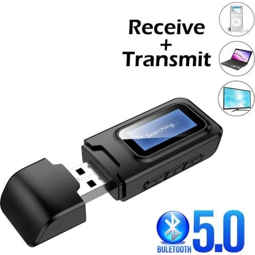USB Bluetooth 5.0 Audio Transmitter Receiver LCD Display 3.5MM AUX RCA Stereo Wireless Adapter Dongle For PC TV Car Headphones