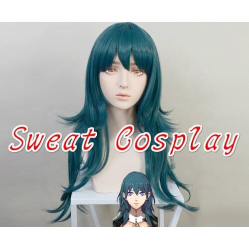 High Quality Fire Emblem ThreeHouses Wig Byleth Wig 70cm Long Blue Curly Cosplay Hair Halloween Role Play