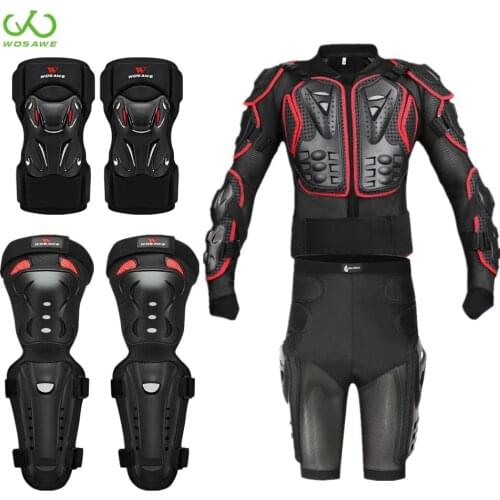 WOSAWE Motocross Protective Armor Jackets Set Bandage Protection Guard Brace Chest Kneepad Hip Motorcycle Body Protective Gear