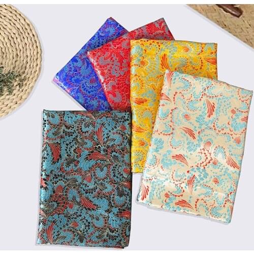 Brocade jacquard pattern satin garment red fabrics by the yard for diy design sewing dress cheongsam clothes material