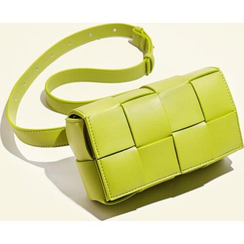 Bag womens summer 2021 new fashion chest bag small bag versatile womens bag leather woven Waist Bag Messenger Bag