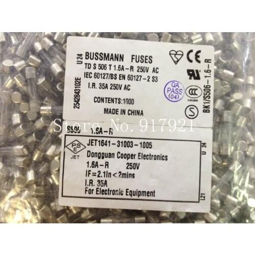 [ZOB] The United States Bussmann BK1/S506-1.6-R 1.6A250VTDS 506T FUSES 5X20 fuse --200pcs/lot