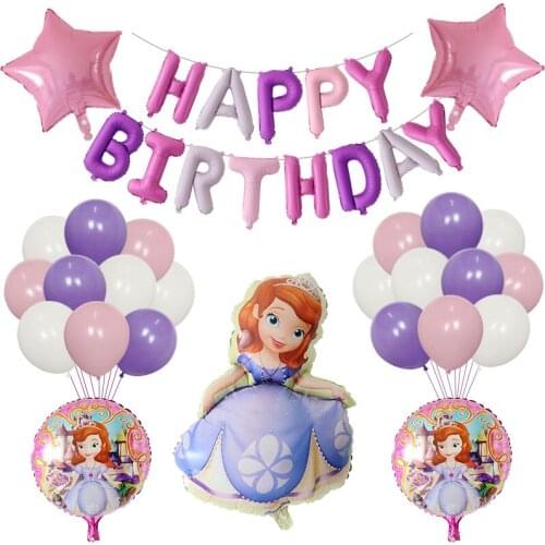1set Big Princess Sofia themed party Decor helium balloons birthday Wedding party pink latex balloon kids toys baby shower