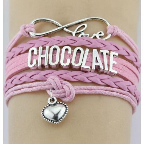 10PC/Lot Infinity Love Chocolate Heart Charm Wrap Bracelets Christmas Gifts Bracelet Leather Custom Women&Men Bracelets Jewelry