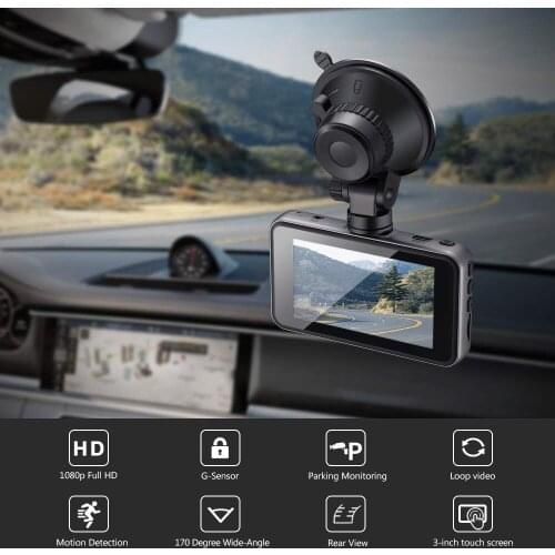 1080P Full HD DashCam Dash Camera Car Driving Video Recorder 3" IPS Screen Car DVR Dual DashCam Rear View Registrar Night Vision
