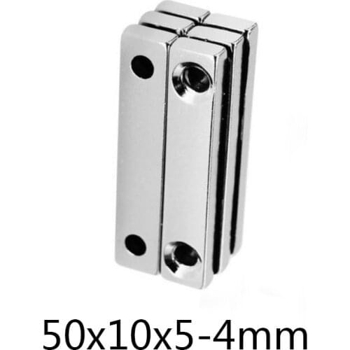 2~50PCS 50x10x5-5 Big Strong Sheet Rare Earth Magnet 2 holes 5mm Block Magnets 50x10x5 Powerful Magnetic 50*10*5-5 mm 50*10*5