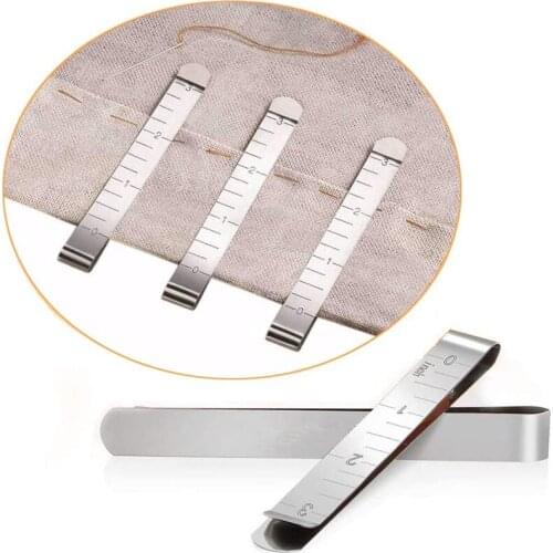 2Pcs Stainless Steel Hemming Sewing Clips Measurement Ruler Supplies Wonder Clips Pinning Marking Accessories Sewing Project