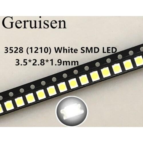 2000PCS/LOT 1210 white 3528 SMD LED bright white light-emitting diodes 5000-7000k 6-7lm 2000-2200mcd 2.8-3.6v 3528 Cool white