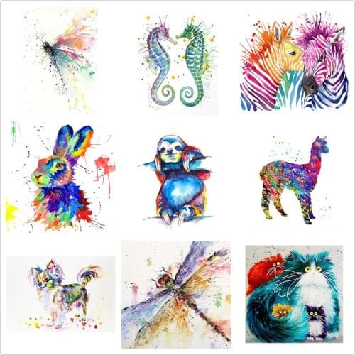 5D Diamond Painting Full drill cartoon colorful animals Cat dog horse parrot sloth mouse Cross Stitch Diamond Embroidery Mosaic