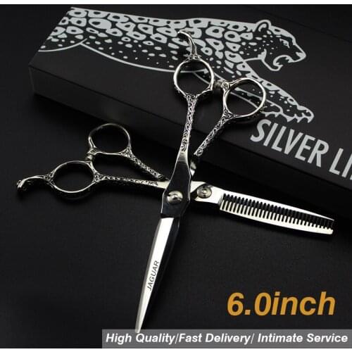 6.0"Sale Silver Japanese Hair Scissors Japan 440C Cheap Hairdressing Scissors Thinning Shears Hairdresser Shaver Haircut
