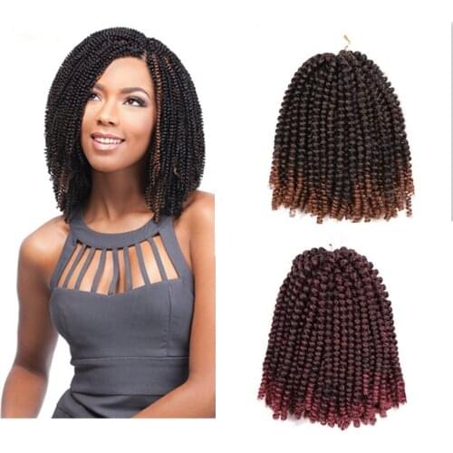 8" Nubian Twist Micro Bomb Spring Twist Braids Crochet Hair Ombre Colors Tpurple Synthetic Hair Extension Free Shipping