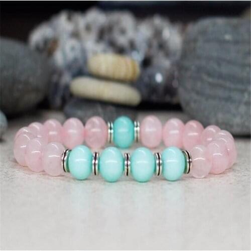 8mm Rose Quartz Bracelet 7.5 inches Stretchy Reiki Men Bless Buddhism Spirituality Chakras Meditation Bead