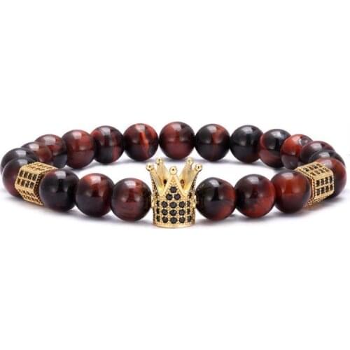 8mm crow gold silver copper cz zircon cubic zirconia beads bohemian Bracelet agate Onyx Stone Bangles ny4d