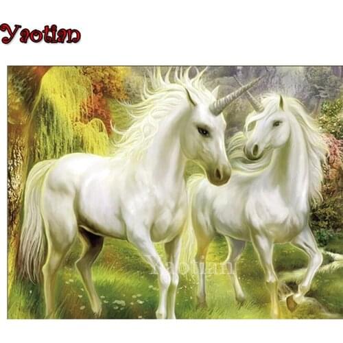 Diamond Embroidery Two Unicorn Mosaic Full Square Drill Home Decor Needlework Diamond Painting Animal Cross Stitch Handmade Gift