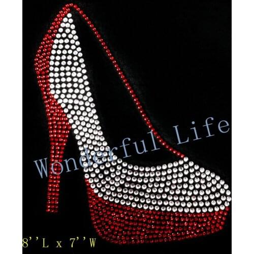 Free shipping Large High Heel hotfix Rhinestone Transfer Design Iron on