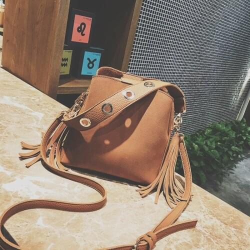 Brand designer frosted leather bucket bag retro messenger bag high quality shoulder bag 2021 fashion lady messenger handbag