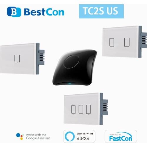 BroadLink Bestcon TC2S US Single Live Smart Wall Light Touch Switch RM4 PRO works with Alexa and Google assistant Smart Home