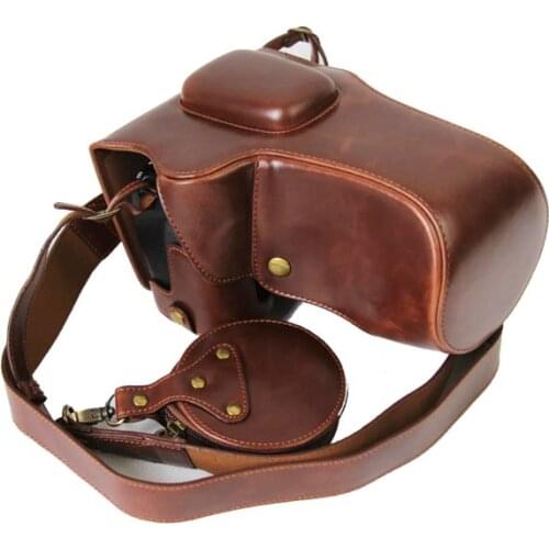 Luxury PU Leather Camera Case Bag For Canon 1100D 1200D 1300D 18-55mm Lens Camera Cover With Strap +Mini Pouch Removable Battery