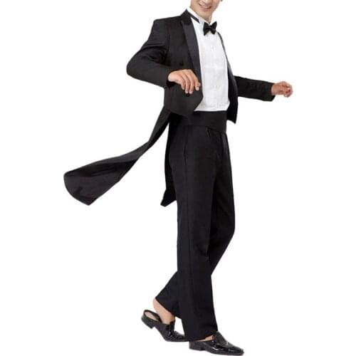 Negro Delgado traje de esmoquin masculino trajes formales para negocios Blazer Office Pants Set Cosplay 2 piezas traje homme