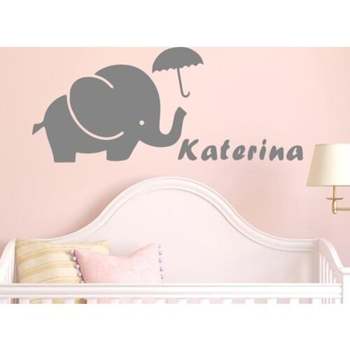 Diy Name Stickers Elephant Removable Art Vinyl Wall Sticker For kids Babys Room Bedroom Decoration Mural home Decals accessories