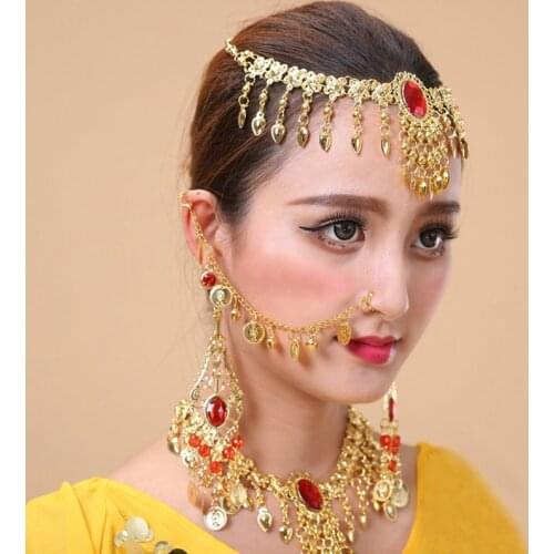 Indian Non Piercing Nose Chain Tassel Chain Earrings Nose Clip Bracelet Dance Accessories