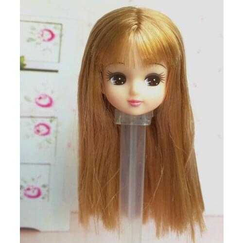Long Hair Licca Doll Heads Short Long Curve Hair Soft Gold Black Yellow Hair Doll Heads Boy Girl Doll Parts DIY Accessories Toy