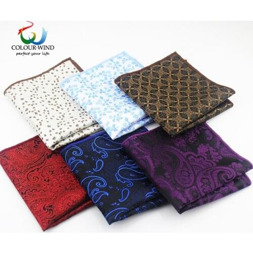 Fashion Polyester Pocket Square Paisley Men Dot Ostrich Printed Handkerchief for Men Suit Tie Dress Shirts Flower Jacquard Hanky