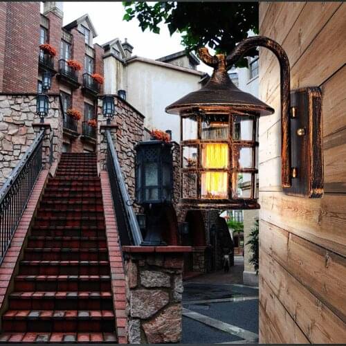 Industrial Retro Wall Lamp For Street Store Decoration Loft Style Metal Outdoor LED Wall Light 110- 240V Indoor Fixtures