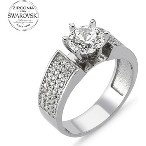 Silver 925 Sterling Swarovski Zirconia Cubic Zirconia Engagement Ring