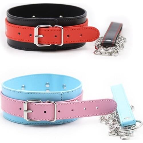 Bdsm Collar Adults Sex Toys Leather and Iron Chain Link Bdsm Slave Collar Bondage Equipment Adult Games Sex Toys for Couples