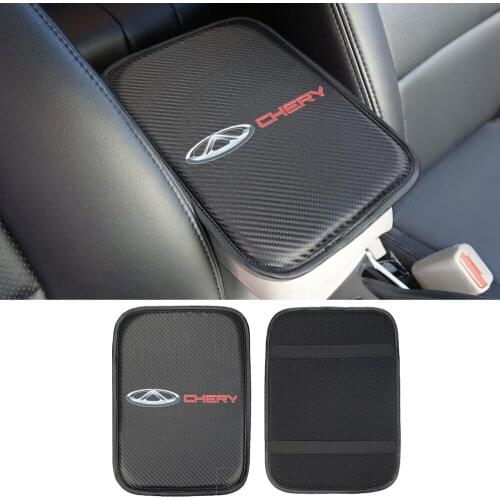 VEHICAR Vehicle Armrest Pad Carbon Fiber Leather CHERY Car Armrests Storage Box Universal Decoration Auto Accessories