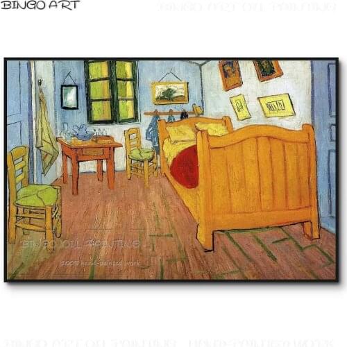 Professional Artist Hand-painted High Quality Vincent’s Bedroom in Arles Oil Painting Famous Art Van Gogh Bedroom Oil Painting