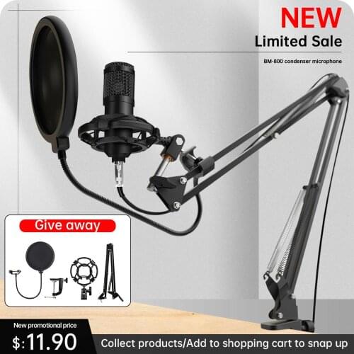 Professional Bm-800 Condenser Microphone 3.5mm Wired karaoke Recording Microphone for PC Mic for Computer Streaming Gaming,KTV