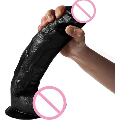 Black 11 inch Realistic Dildo With Suction Cup Strapon Huge Artificial Penis Big Glans Sex Toys for Woman Female Masturbator 18